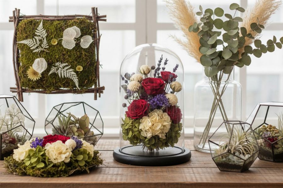 fleurs et plantes stabilisées